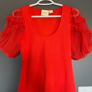 Maeve x anthropologie tulle sleeve shirt